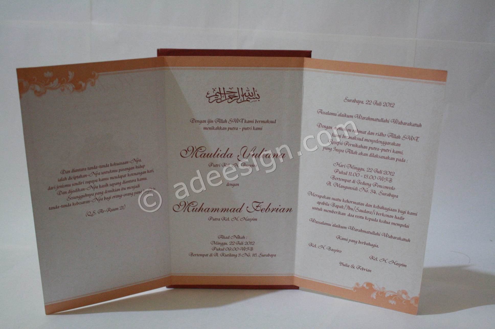 Kartu Undangan Pernikahan Semi Hard Cover Yulia dan Febrian 3 - Cetak Wedding Invitations Simple dan Elegan di Margorejo