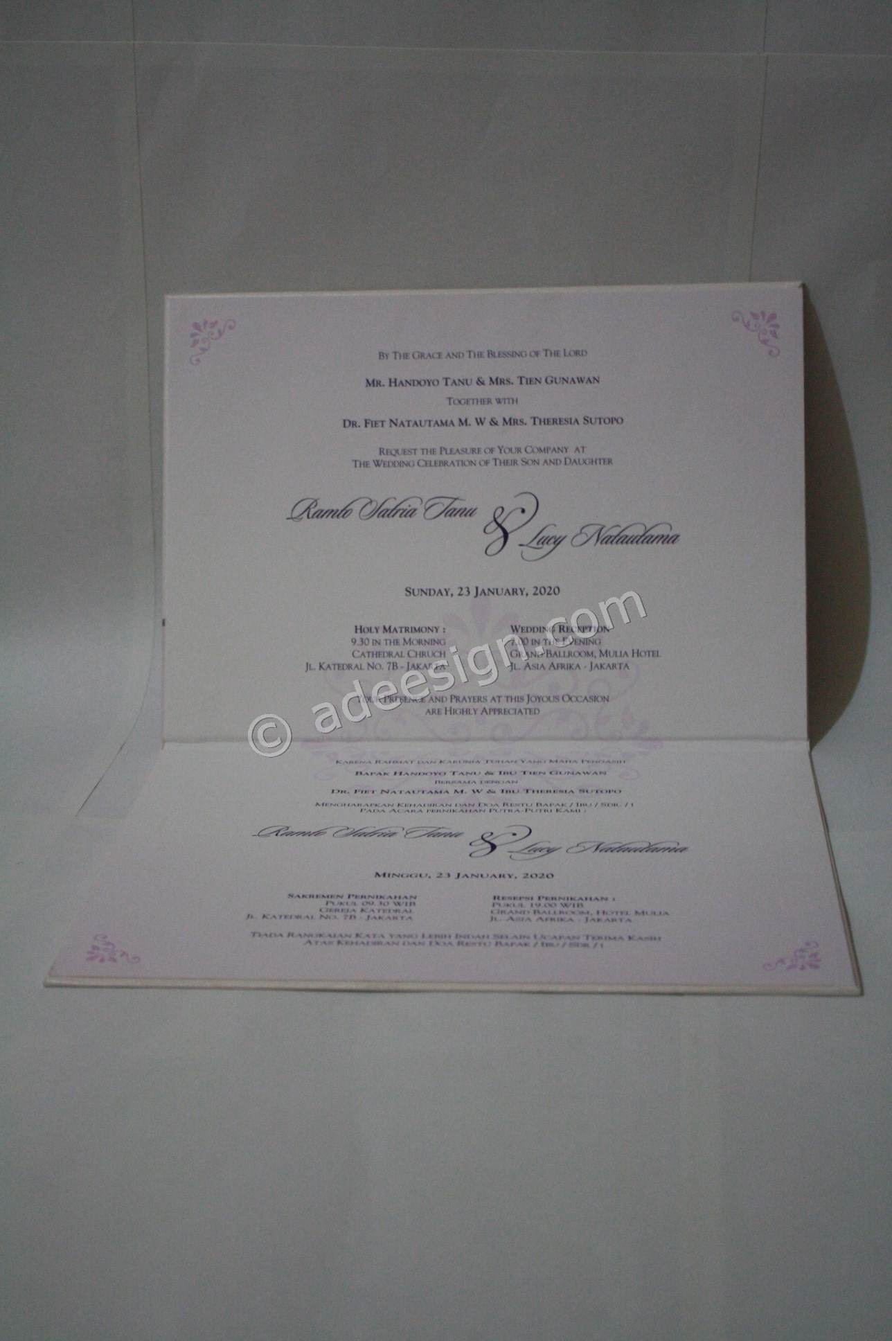Undangan Pernikahan Hardcover Vonny dan Ferie 3 - Pesan Wedding Invitations Simple di Medokan Ayu