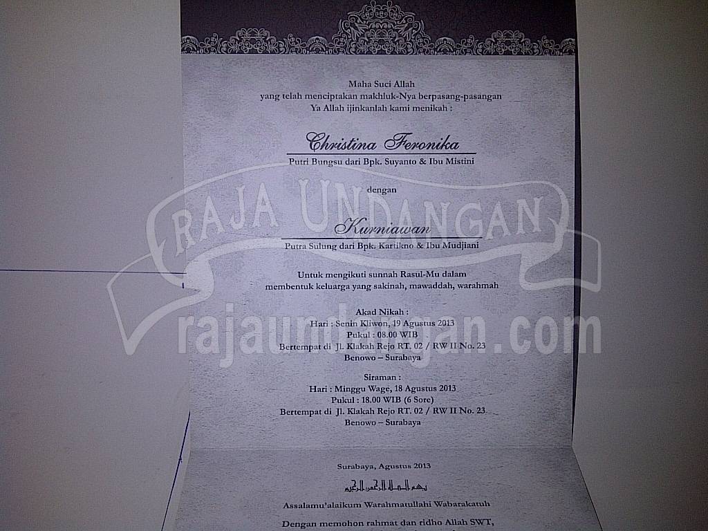 Undangan Pernikahan Softcover Chiz dan Iwan Seri A 4 - Membuat Undangan Perkawinan Elegan Melayani Pengiriman Untuk Seluruh Wilayah di Hulu Sungai Tengah