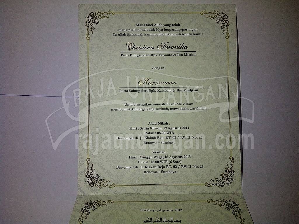 Undangan Pernikahan Softcover Chiz dan Iwan Seri B 4 - Pesan Wedding Invitations Simple dan Elegan di Bulak