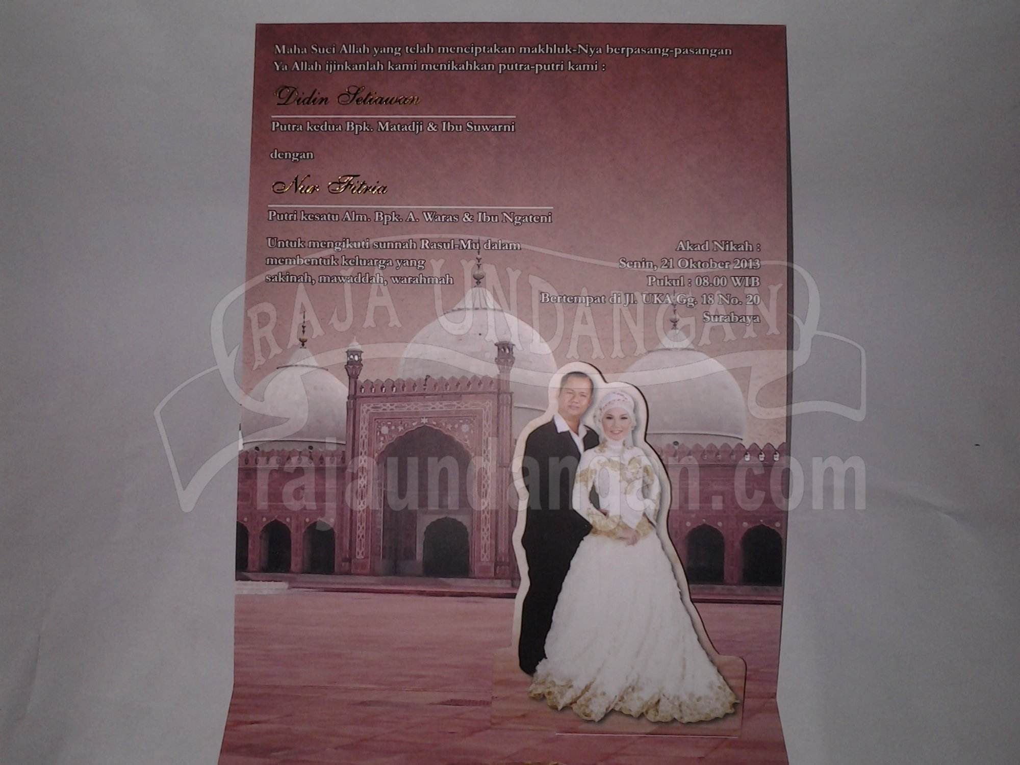Undangan Pernikahan Softcover Mini Pop Up Didin dan Fitri 1 - Membuat Wedding Invitations Eksklusif di Bubutan